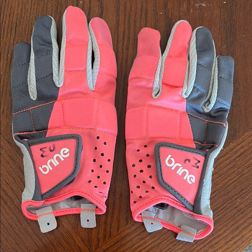 Brine Pink and Gray lacrosse Gloves
